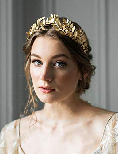 Chargances Bridal Gold Leaf Crown Headband Bridal Tiara Gold Leaf headpiece for Wedding Prom Festival Bridesmaid Hair Acce...