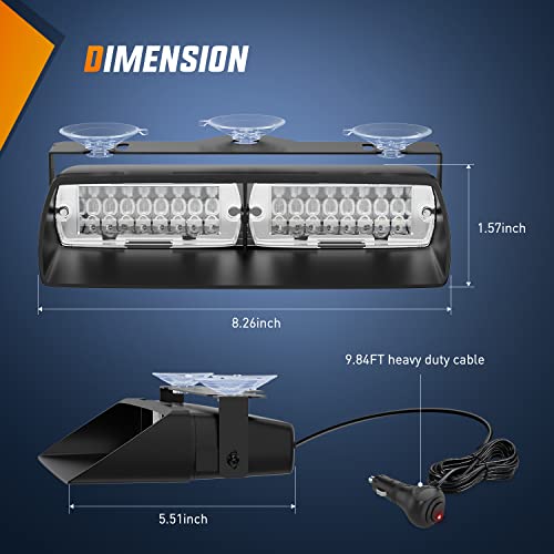 Nilight Red and White Emergency Strobe Lights Windshield Hazard Warning Safety Flash with Suction Cups Super Bright LED Li...