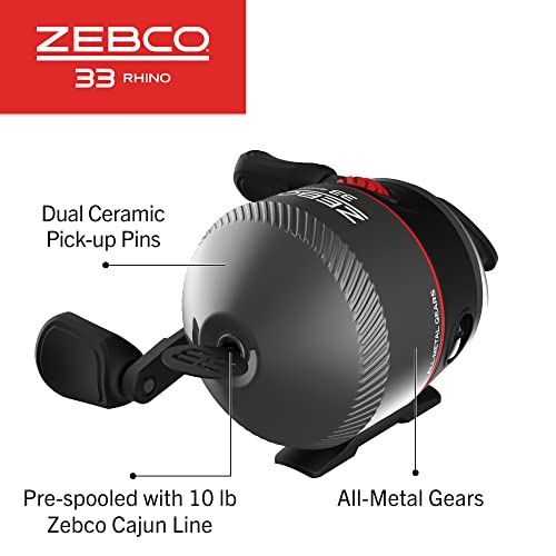 Zebco 33 Rhino Tough Spincast Reel and 2-Piece Fishing Rod Combo, Durable E-Glass Rod with ComfortGrip Handle, Quickset Anti-Reverse Fishing Reel with Bite Alert