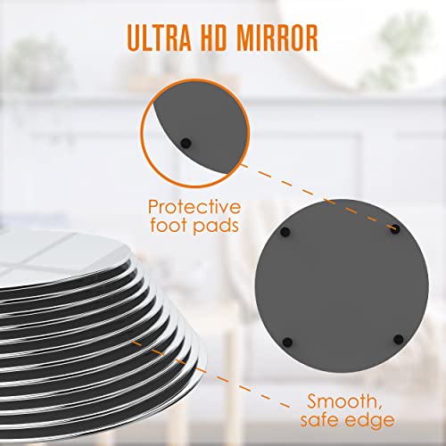 Houseables Mirror Centerpieces for Tables, Round Mirrors for Centerpieces, Mirrored Trays, Round Table Plate Tray, Circle,...