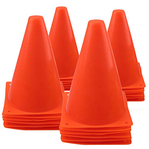 Mirepty 7 Inch Plastic Traffic Cones Sport Training Agility Marker Cone for Soccer, Skating, Football, Basketball, Indoor ...