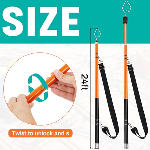Nuanchu Wire Spanner Plus Telescopic Pole 24 ft High Density Carbon Fiber Telescoping Extension Pole with Insulated Handle...