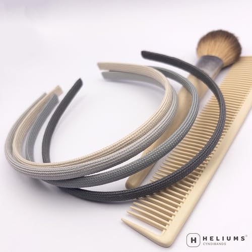 Heliums Thin Headbands - 8mm Skinny Headband for Women, 4 Count, Comfortable Narrow Hair Bands Blend with Hair Color (Dark...