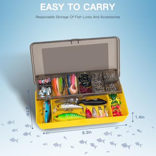 WITOROR Fishing Lures, Tackle Box with Tackle Included, Crankbaits, Spoon, Hooks, Weights & Other Accessories, Fishing Bai...