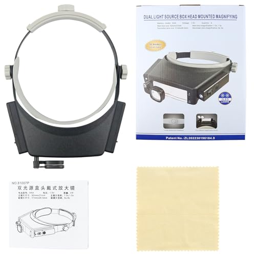 Magnifying Headband Magnifier with Led Light,Head Lamp Magnifying Glass1.5X、3X、7.5X、9X、9.5X、11X、15.5X、17X Jeweler Loupe fo...