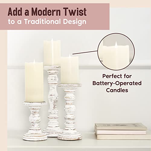 Large Candle Holders for Pillar Candles - Rustic Farmhouse Style Home Decor - Perfect for Table Centerpieces, Coffee Table...