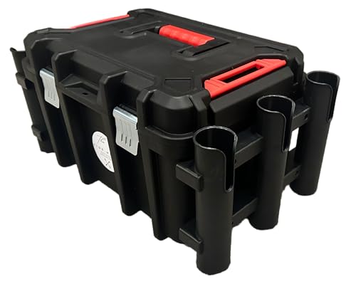 Kayak Fishing Crate - 6 Integrated Rod Pole Holders, Tackle Box Accessory Storage Area and Tray with Lockable Lid - No Ass...