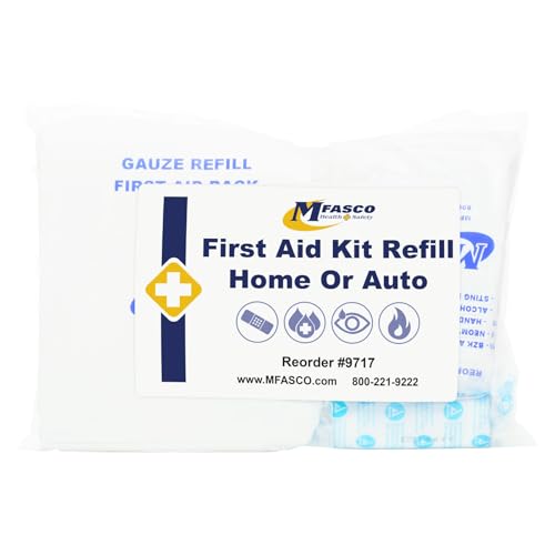 MFASCO First Aid Kit Refill Pack - for Home, RV, and Automotive - Restock Supply Pack - Includes Bandages, Gauze Pads, Col...