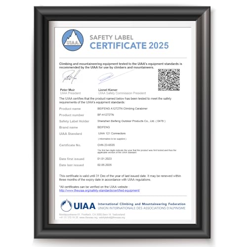 BEIFENG 25KN Auto Locking Carabiner - UIAA Certified Heavy Duty Climbing Carabiners for Rock Climbing, Camping, Rappellin...