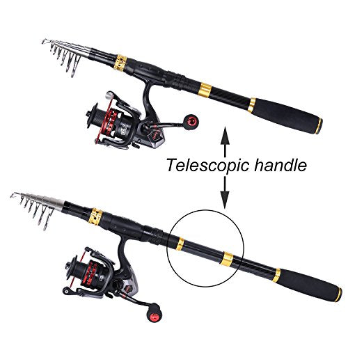 Sougayilang Fishing Rod Reel Combo with Telescopic Fishing Pole Spinning Reel Carrier Bag for Travel Saltwater Freshwater ...