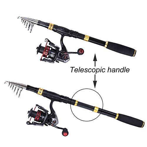Sougayilang Fishing Rod Reel Combo with Telescopic Fishing Pole Spinning Reel Carrier Bag for Travel Saltwater Freshwater ...