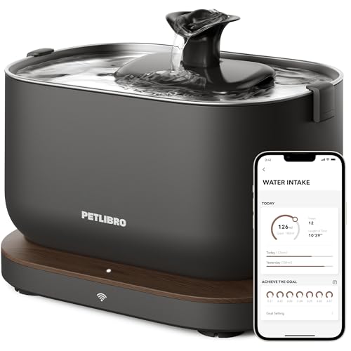 PETLIBRO Cat Water Fountain, App Monitoring Pet Fountains for Cats Indoor with Stainless Steel Tray, 2.5L/84oz Dockstream ...