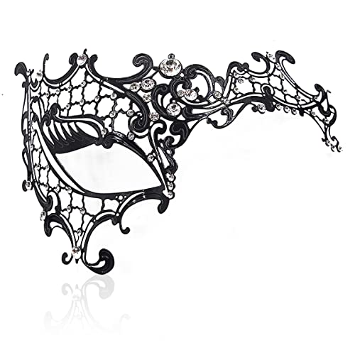 Masquerade Mask for Women Shiny Rhinestone Venetian Party Prom Ball Metal Mask