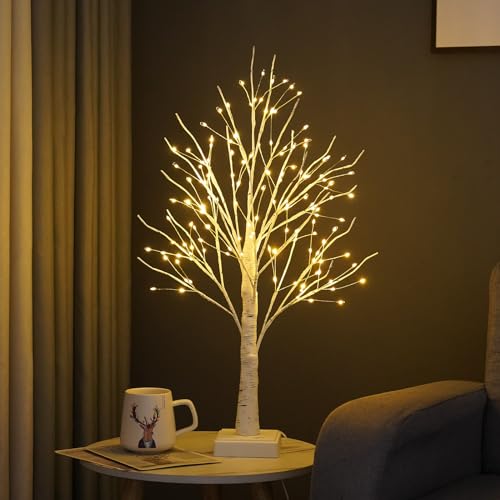 144 LED Birch Tree Lights with Remote Control, DIY Artificial Tree Lamp with Timer, Twinkle Lighted Tree 3 AA or USB Power...