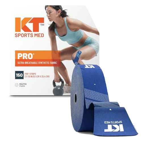 KT Tape, PRO Synthetic Elastic Kinesiology Athletic Tape, 150 Count, 10¡± Precut Strips, Sonic Blue