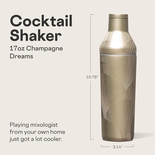 Corkcicle Cocktail Shaker - Triple-Insulated Stainless Steel - Leak-Proof Lid with Built-In Strainer - Non-Slip Bottom - S...