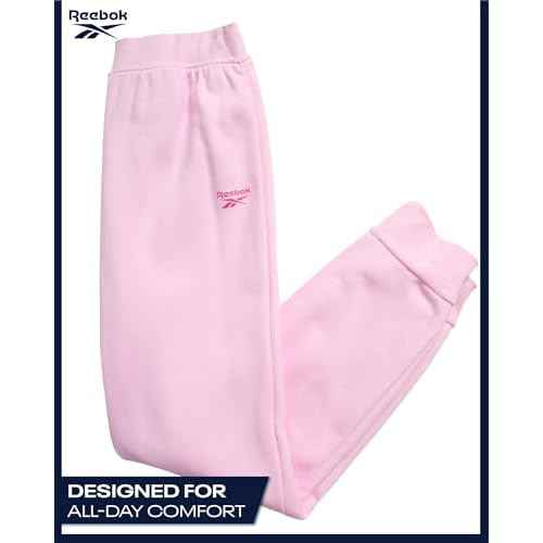 Reebok Girls Sweatsuit Set - 2 Piece Soft Long Sleeve Hoodie Sweatshirt and Sweatpants for Girls - Athletic Sweatsuit, Size 12, Pink
