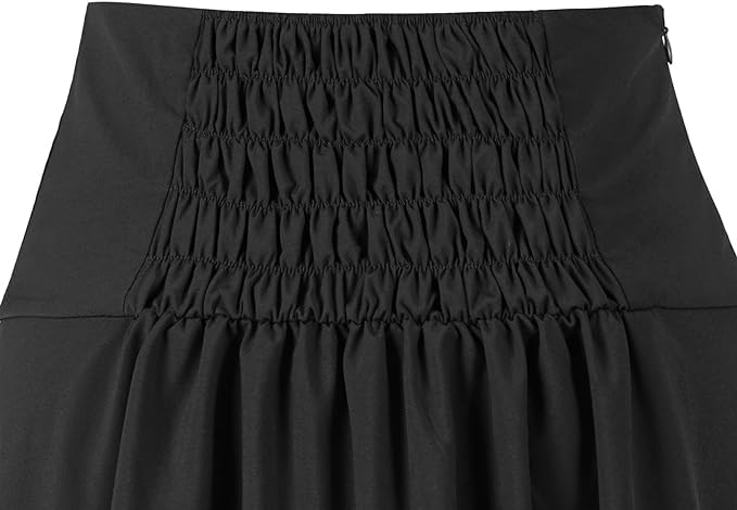 itsjake Women's Steampunk Skirt Retro Gothic Pleated Asymmetric High Low Lace Ruffle Skirt(Black,S)