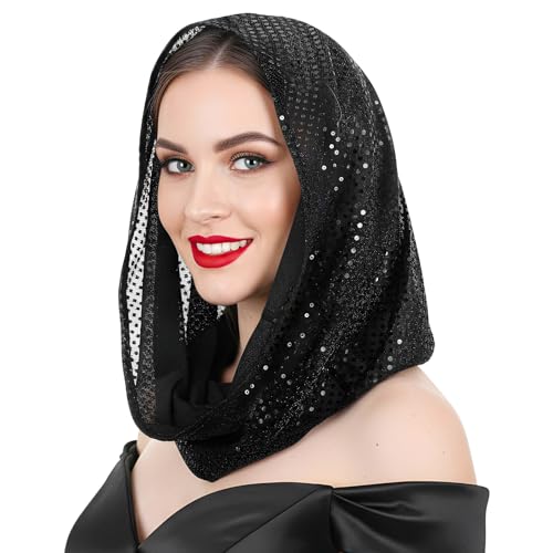 Sequin Unisex Rave Hood, Sparkly Bandana Head Scarf, Festival Outfit & Costume Accessory for Mardi Gras, Halloween & Conce...