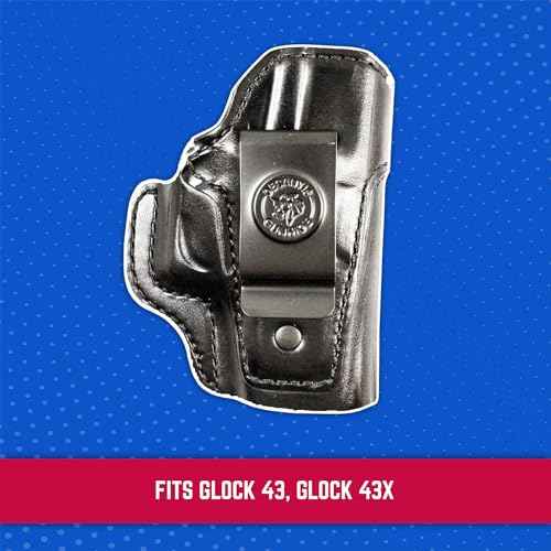 DeSantis Inside Heat IWB Holster - Concealed Carry Gun Holster, Leather Holster IWB for Pistols, Compatible with the GLOCK 43, 43X - Right Hand Draw, Black