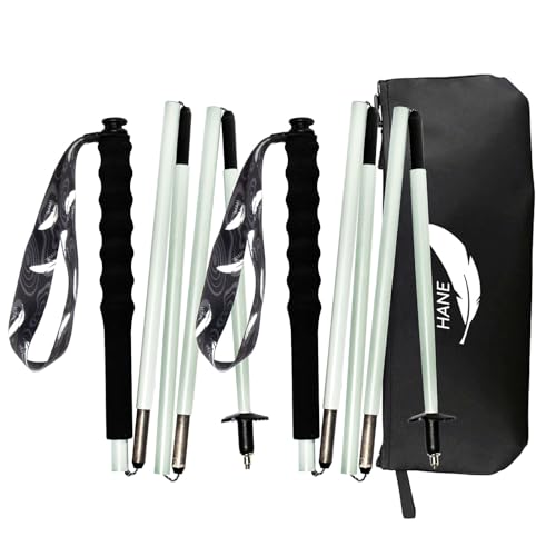 Kealing Carbon Fiber Trekking Poles, Set of 2 Folding Poles, 5 Sections, Ultralight, Trekking and Mountaineering, with Erg...