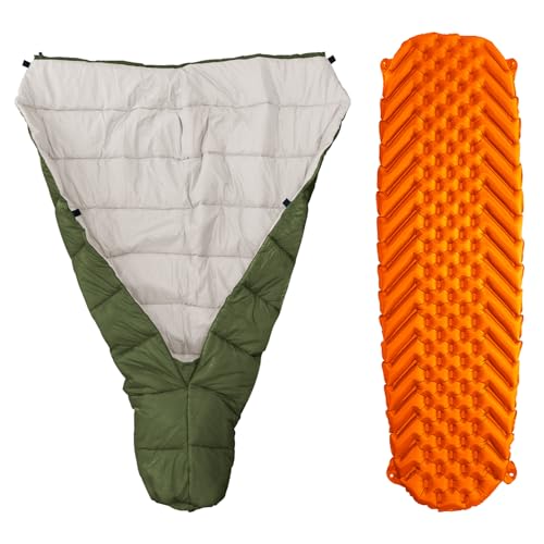 Sleeping Bag Topquilt with Inflatable Sleeping Pad, Warm Insulation Sleeping Quilt for Backpacking, Camping and Hiking