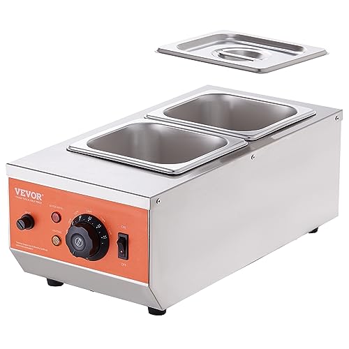 VEVOR Chocolate Tempering Machine, 9 Lbs 2 Tanks Chocolate Melting Pot TEMP Control 86~185℉, 1500W Stainless Steel Electric Commercial Food Warmer For Chocolate/Milk/Cream Melting and Heating