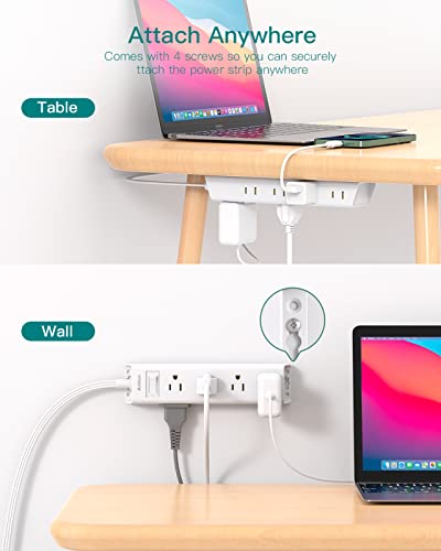 10FT Extension Cord - Power Strip Surge Protector, Flat Plug, Addtam 12 Widely Outlets 3 Sides Outlet Extender, 900J, Wall...