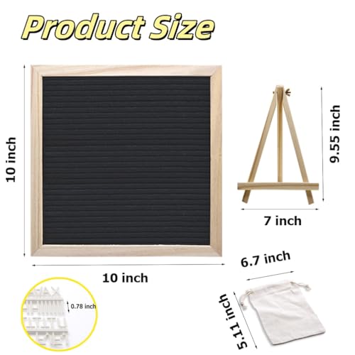 INTOMYTH Felt Letter Board with 294 Letters, Storage Bag and Stand, First Day of School Board, 10x10 Inches, Changeable Me...