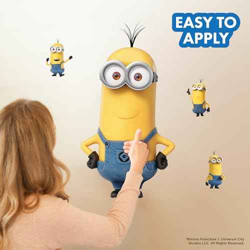 Despicable Me Minions Kevin Wall Decals - Set of 4 Vinyl Wall Stickers Bedroom Decorations - Peel and Stick Room Decor