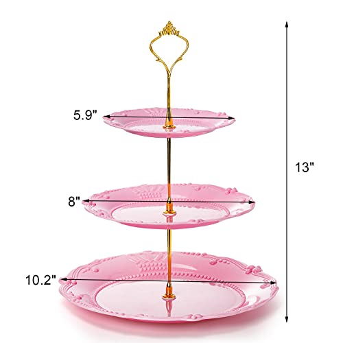 Fasmov 3 Pack 3 Tier Plastic Cupcake Stand, Dessert Plates Cake Fruit Candy Display Tower Reusable Pastry Platter for Wedd...