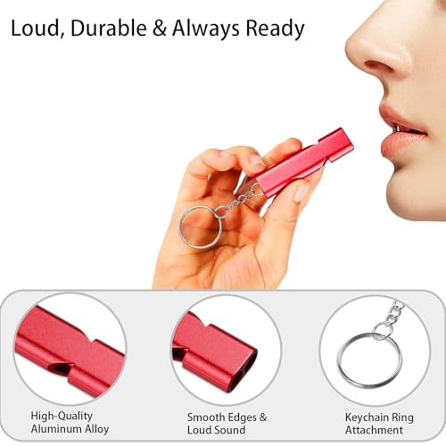 Premium Extra Loud Whistles for Camping Hiking Hunting Outdoors Sports and Emergency Situations, Sturdy but Light Aluminiu...