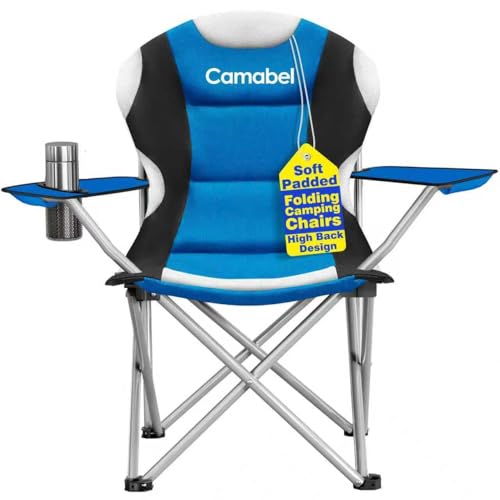 Camabel Folding Camping Chairs Oversized Heavy Duty 400 LBS Sturdy Beach Chair Portable Outdoor Lawn Chairs High Padded Ba...