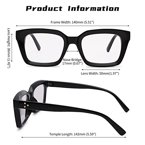 COASION Classic Non-prescription Clear Lens Eyeglasses for Women Thick Square Frame Eyewear