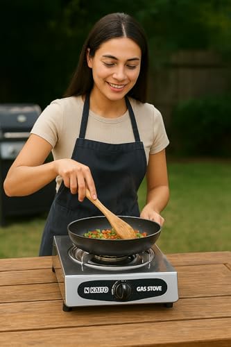 Nikatto Single Burner Gas Stove With Regulator, Stainless Steel Propane Stove For Camping, Tailgating, and Hurricane Prepa...
