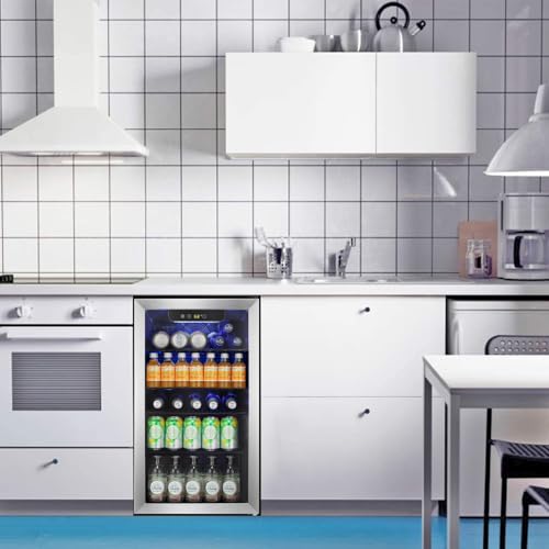 Antarctic Star Beverage Refrigerator Cooler -120 Can Glass Door Mini Fridge, for Soda Cola Beer or Wine Constant Glass Doo...