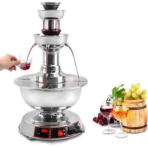 Erxewim 3-Tier Stainless Steel Wine & Champagne Fountain - 110V, 3.5L Beverage Dispenser with Adjustable Temperature for W...