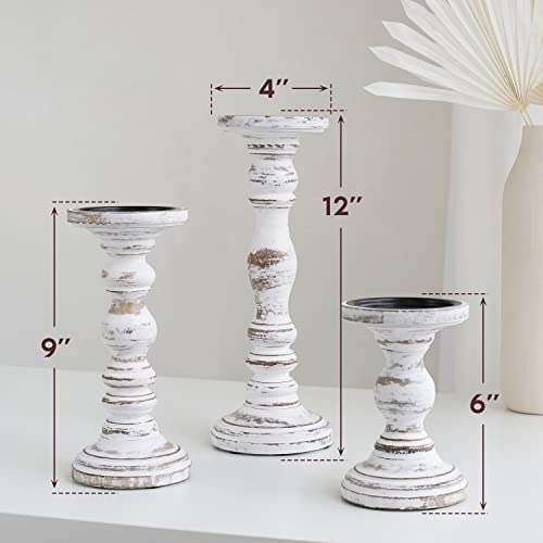 Large Candle Holders for Pillar Candles - Rustic Farmhouse Style Home Decor - Perfect for Table Centerpieces, Coffee Table...