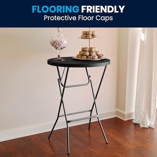 Flash Furniture Elon Round Folding Bar Height Table for Parties and Commercial Events, Indoor/Outdoor Plastic Bar Height F...