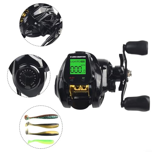 Digital Baitcasting Fishing Reel with Line Counter Depth Position Alarm 7.2:1 Gear Ratio 7+1BB Magnetic Brake System USB R...