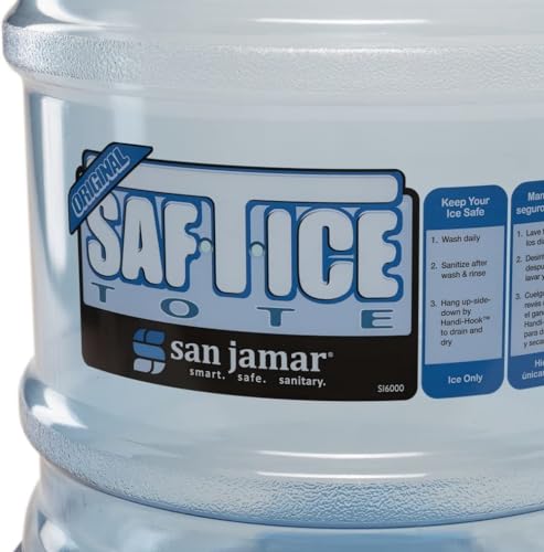 San Jamar Saf-T-Ice Ice Tote with Ice Machine Hanger for Bars, Restaurants, Kitchens, And Fast Food, Polycarbonate, 6 Gall...