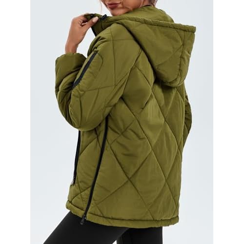 Cicy Bell Women's Quilted Puffer Pullover Jackets Oversized Half Zip Puffy Hooded Outerwear Warm Winter Coats