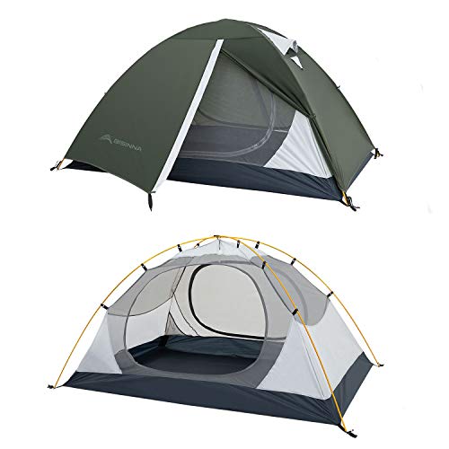 BISINNA 2 Person Camping Tent Lightweight Backpacking Tent Waterproof Windproof Two Doors Easy Setup Free Standing Double ...