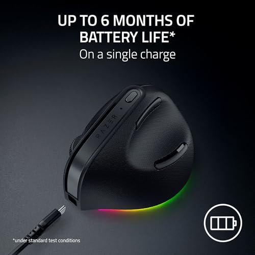 Razer Pro Click V2 Vertical Wireless Mouse: 6 Button Ergonomic Design - One Click AI Prompt - Supports Windows & Mac - Mul...