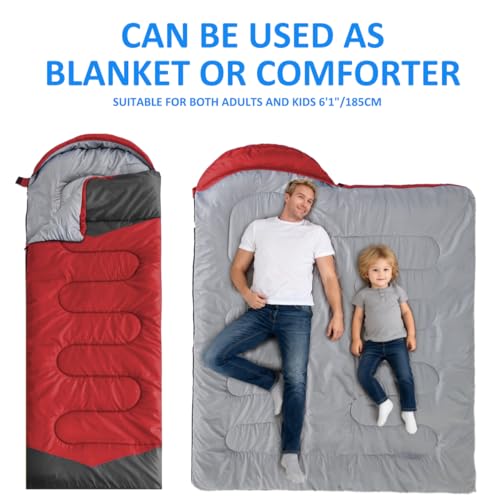 oaskys Camping Sleeping Bag - 3 Season Warm & Cool Weather - Summer Spring Fall Lightweight Waterproof for Adults Kids - C...