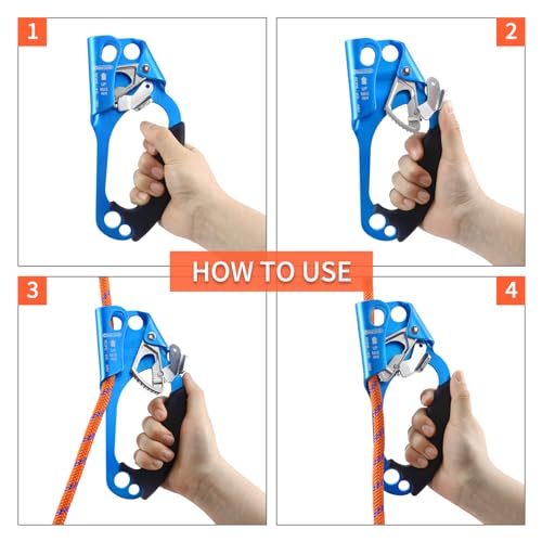 NewDoar UIAA & CE Certified Hand Ascender Rock Climbing Tree Arborist Rappelling Gear Equipment Rope Clamp for 8~13MM Rope