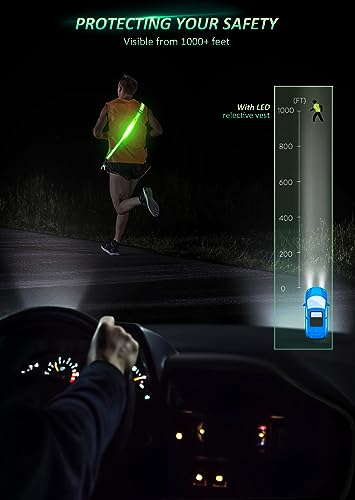 Ylzzrs LED Reflective Belt Sash Walking Gear,Safety Lights for Walkers at Night,High Visibility Safety Rechargeable Reflec...