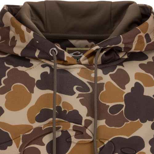 Drake Waterfowl Men's Back Eddy Embossed DW2298 Midweight Hunting Stretch Hoodie w/Kangaroo Pocket & Water Resistant Finish