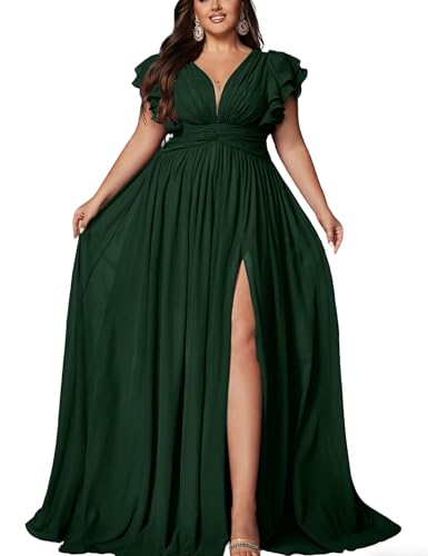 VOUIAO Women's Plus Size Bridesmaid Dresses Chiffon Wedding Guest Summer Maxi Dress Elegant Prom Evening Party Cocktail Gown