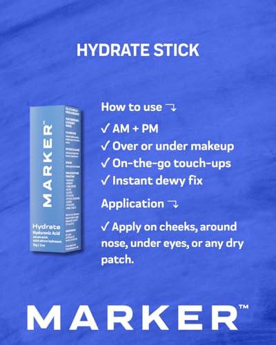 MARKER Hydrate Stick, Hyaluronic Acid Serum Stick for Dry Skin, Plumpness & Smooth Texture, with Squalane, 0.3 oz (10 g), ...